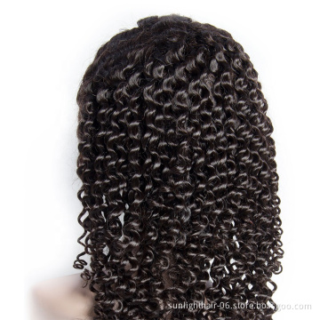Factory Price  Raw brazilian human hair wig150%  Deep Curl wig lace frontal wigs 180 density brazilian deep curly wig